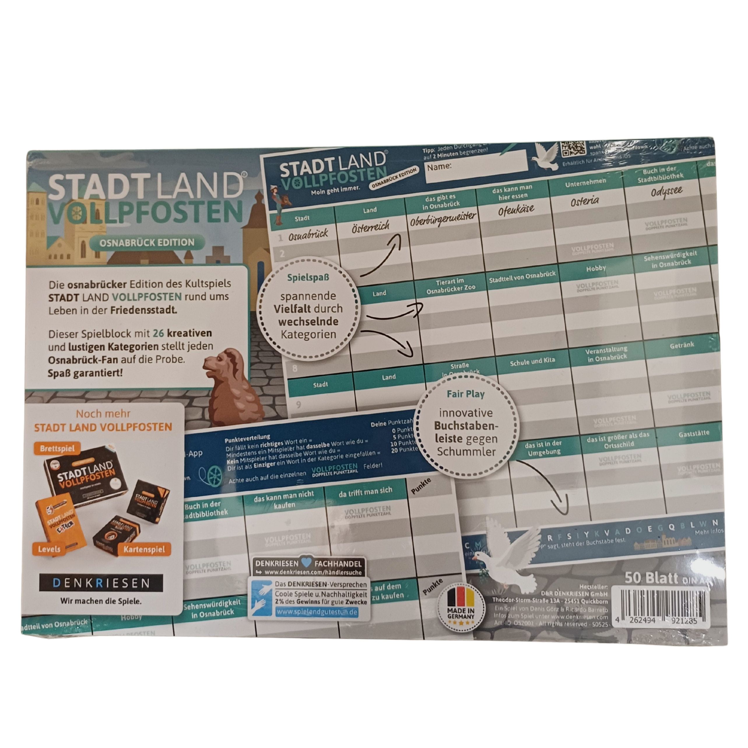 Spiel: "STADT LAND VOLLPFOSTEN® - OSNABRÜCK EDITION "Moin"