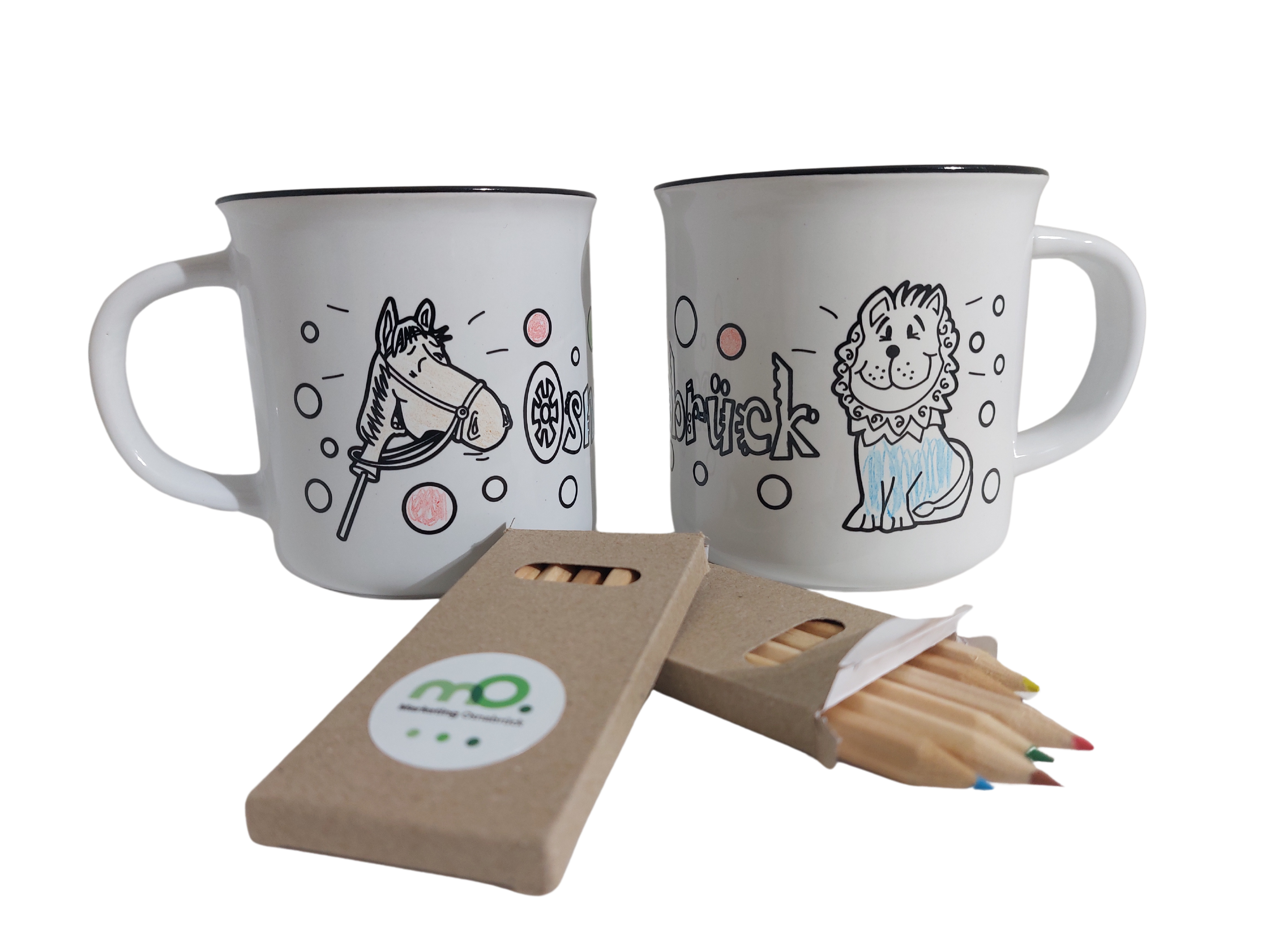 Tasse: "Bemal mich Tasse" mit Löwenpudel und Steckenpferd